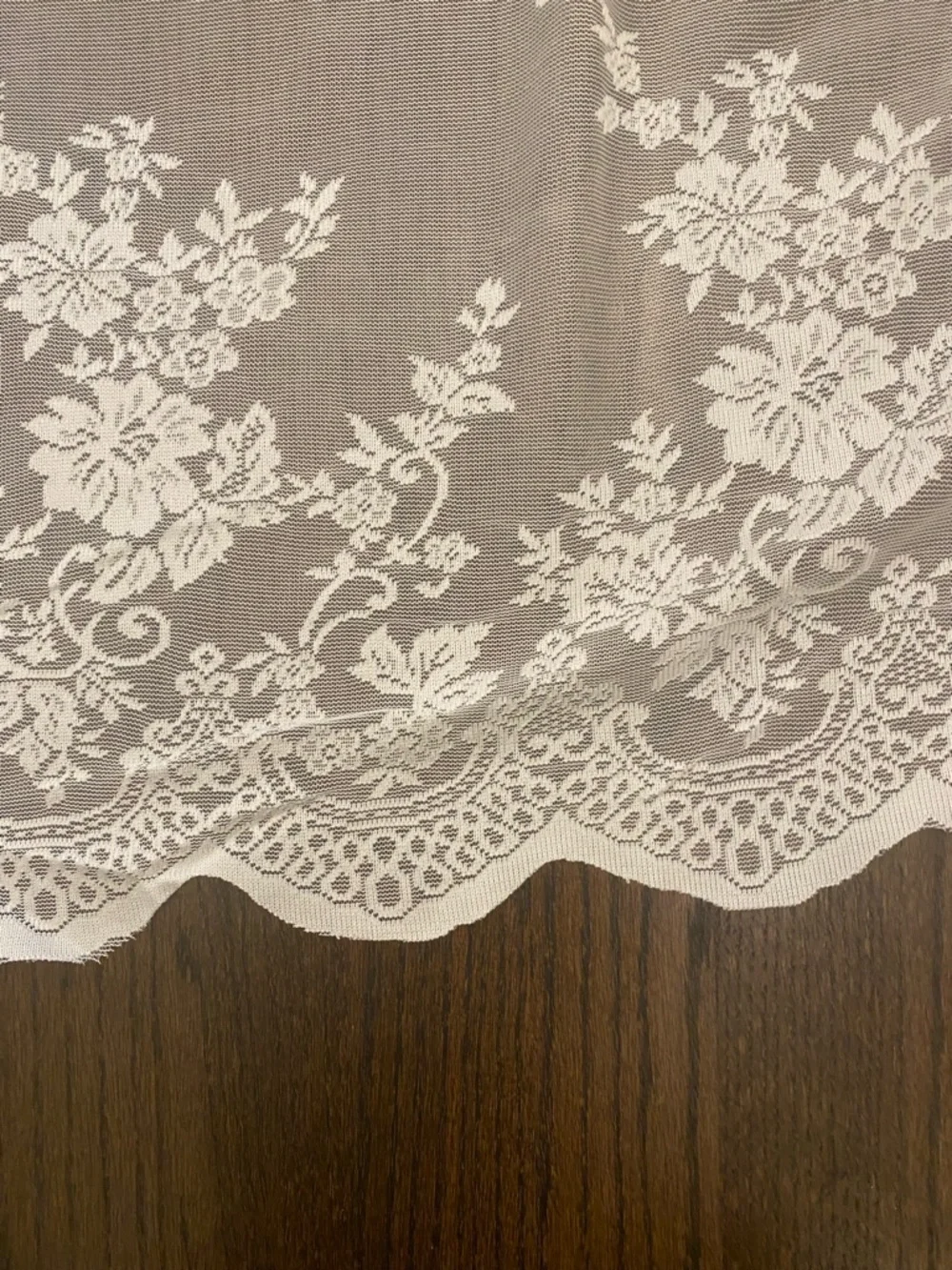 Sheer White Floral Lace Curtain Panel